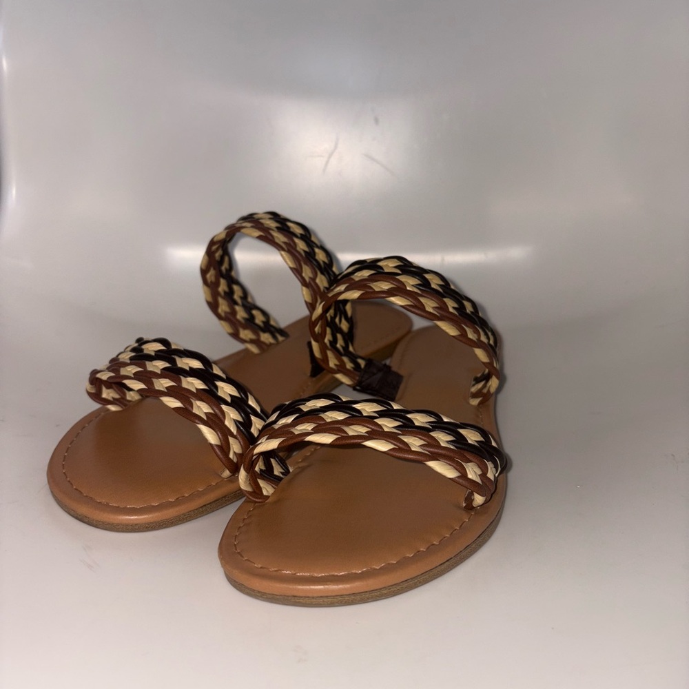 Universal Thread Brown and Cream Braided Sandals